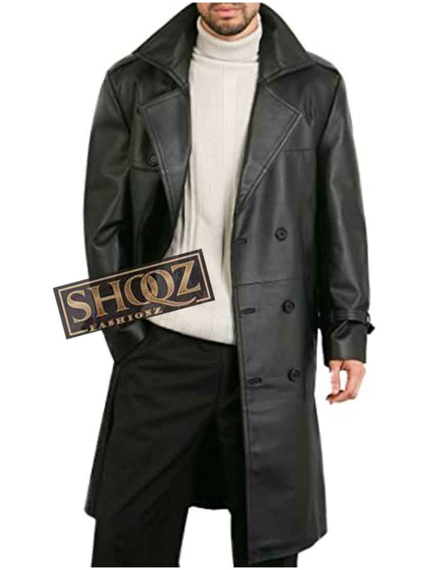 Ocean's Eleven Rusty Ryan (Brad Pitt) Black Leather Treanch Coat